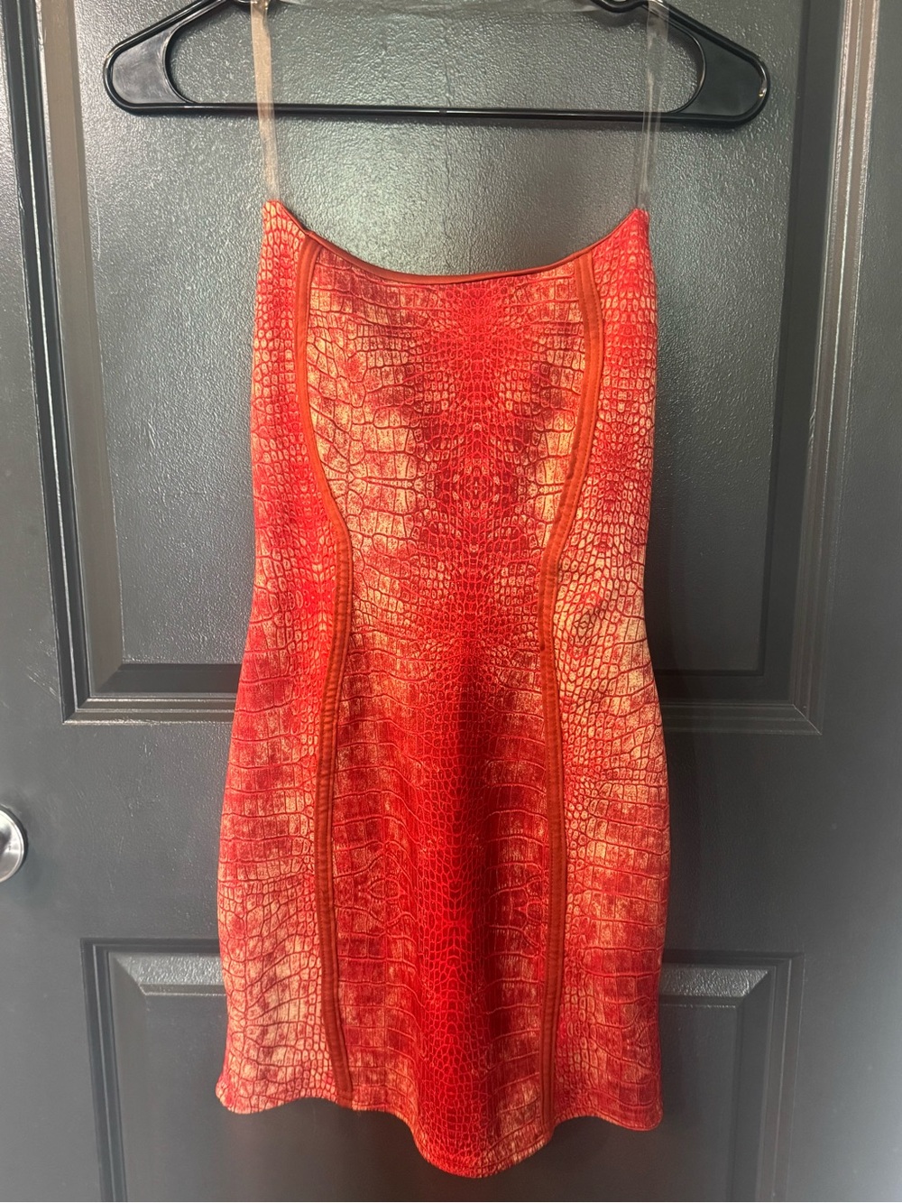 Orange Croc-Texture Dress